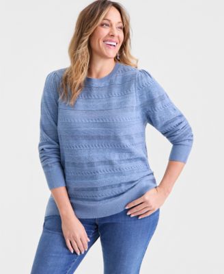 Plus Size Pointelle Crewneck Sweater