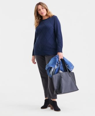 Plus Size Pointelle Boat-Neck Sweater
