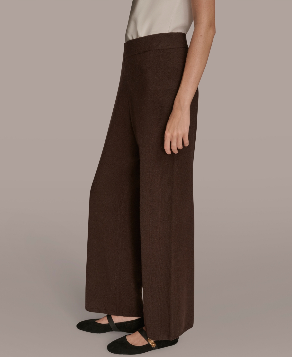 Donna Karan New York Pull On Sweater Pants In Brown