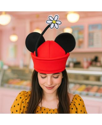Minnie Mouse Ears & Flower Red Novelty Cosplay Pillbox Hat