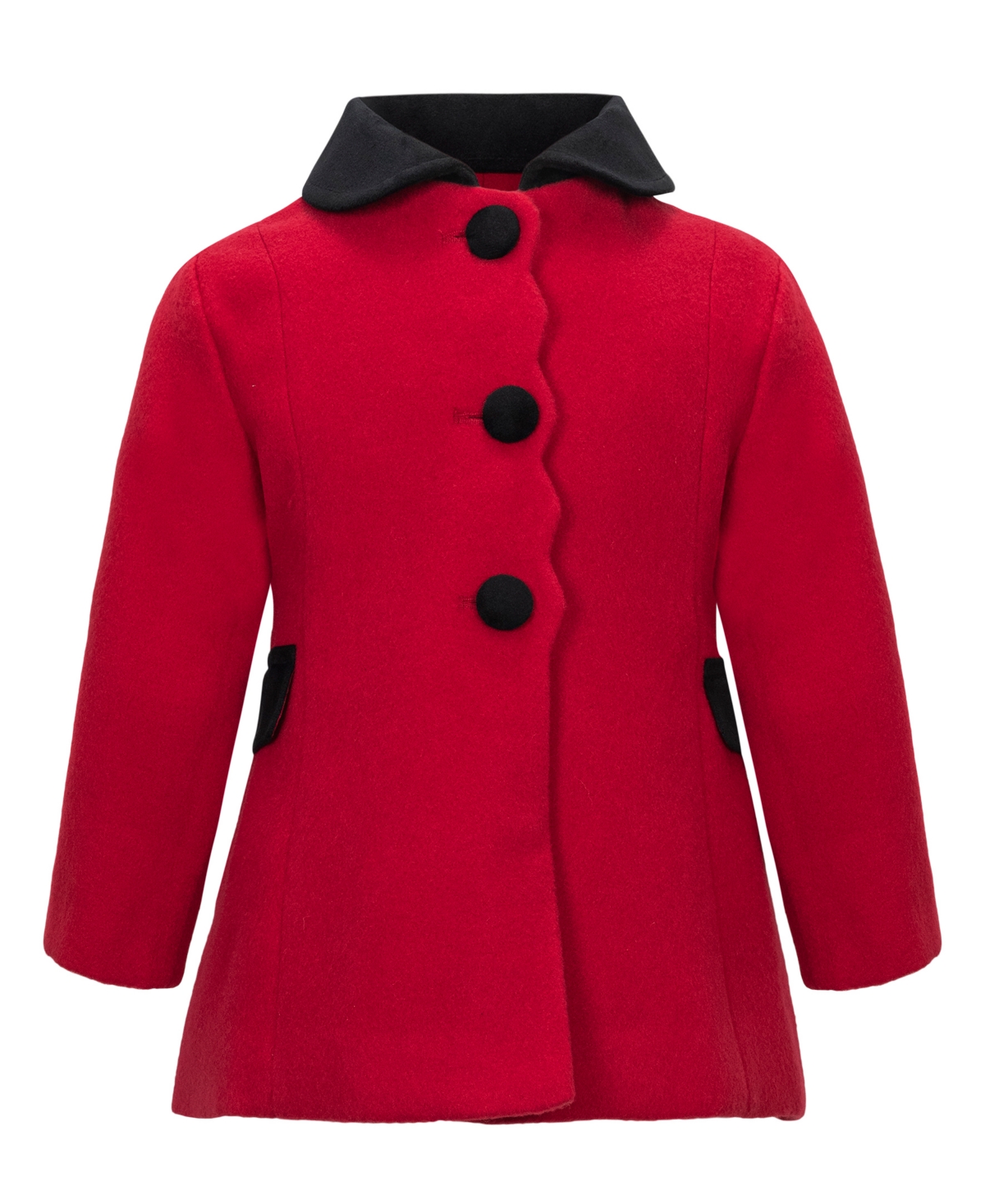 S Rothschild & Co Baby Girls Scallop Edge Velvet Trim Jacket In Red