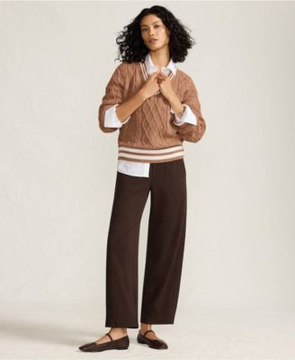 Women's Petite Sport Knit High Rise Barrel Ankle Pants