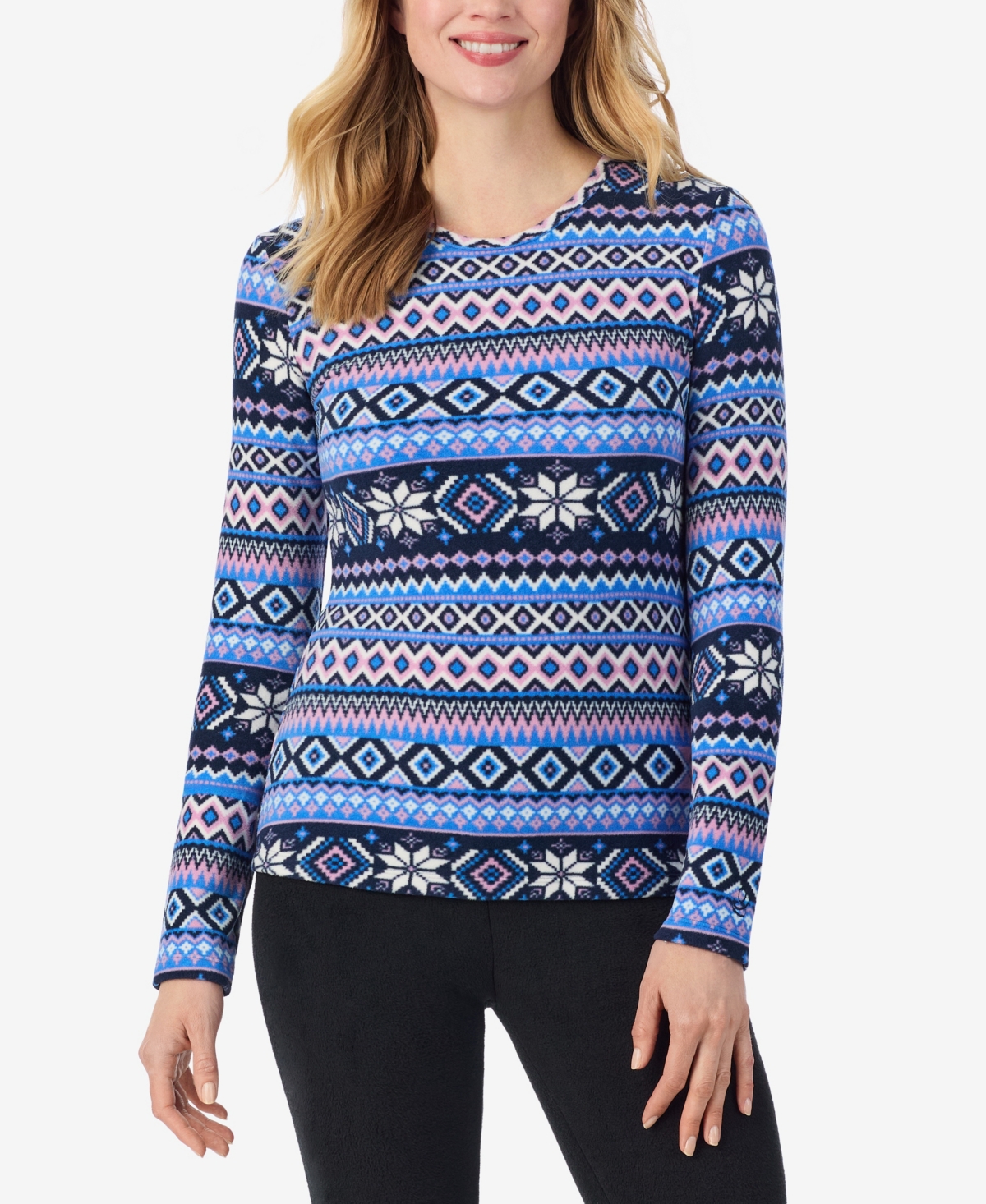 Cuddl Duds Petite Crew Neck Top In Multi