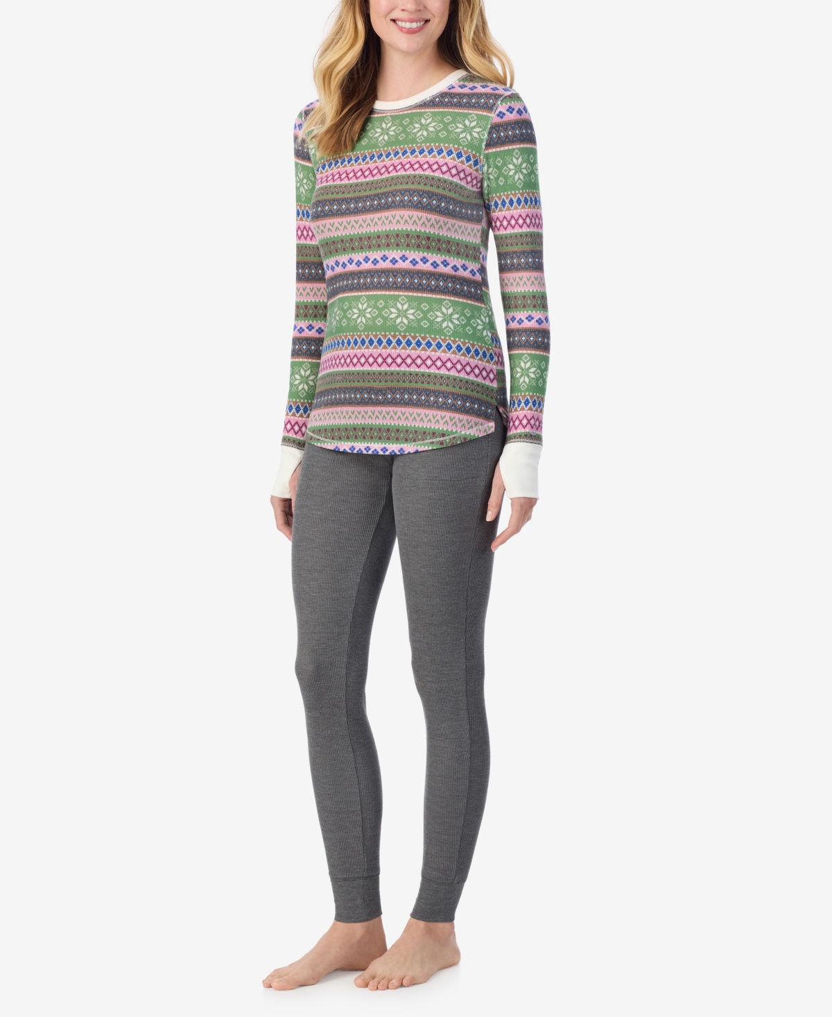Cuddl Duds Petite Long Sleeve Top In Gray