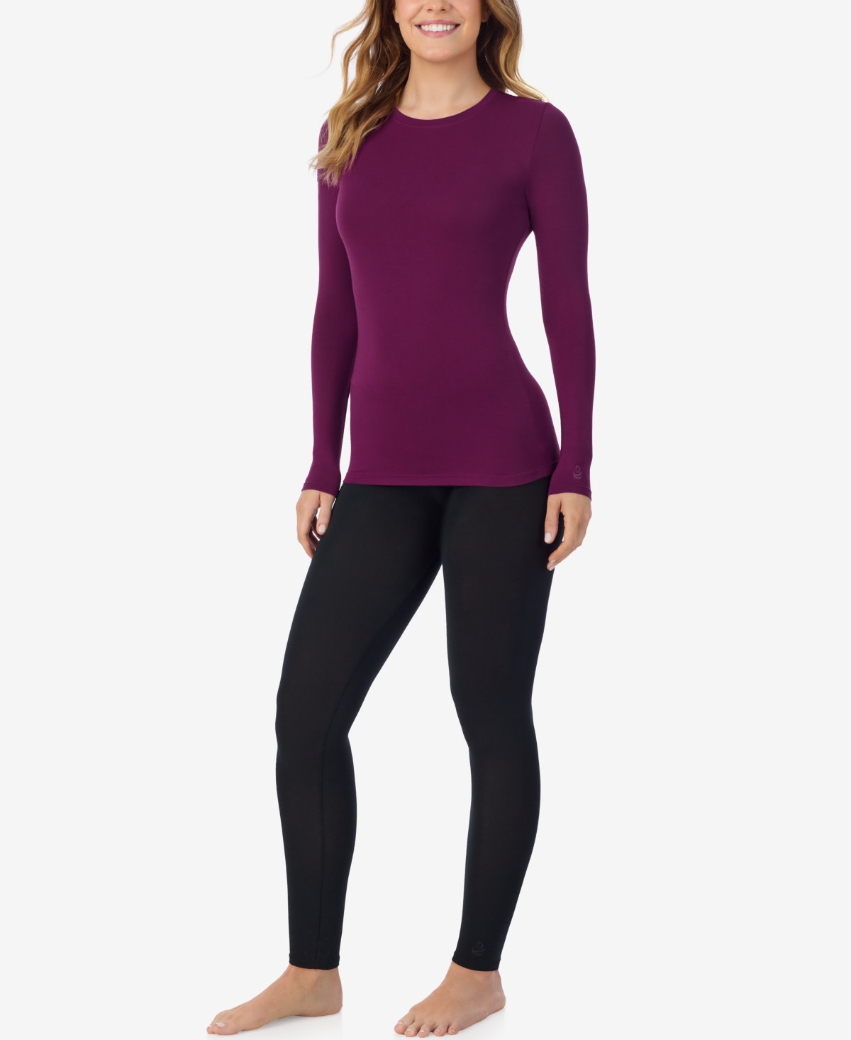 Cuddl Duds Petite Long Sleeve Crewneck Top In Multi