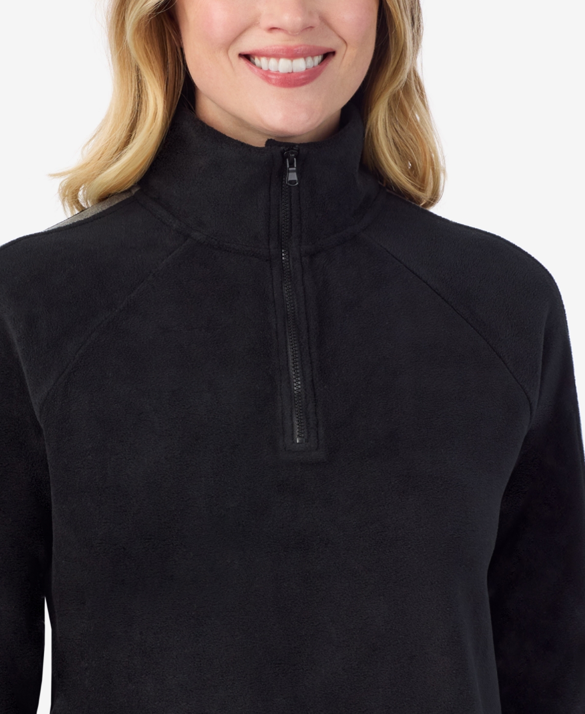Cuddl Duds X Jennifer Lake Fleecewear With Stretch Half-zip Pullover In Black