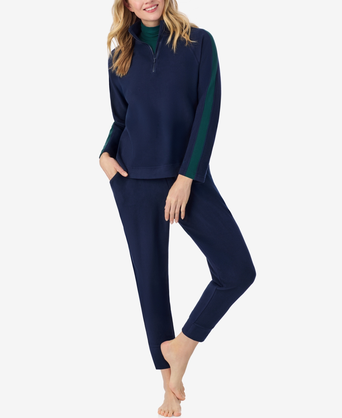 Cuddl Duds X Jennifer Lake Fleecewear With Stretch Cropped Jogger In Blue