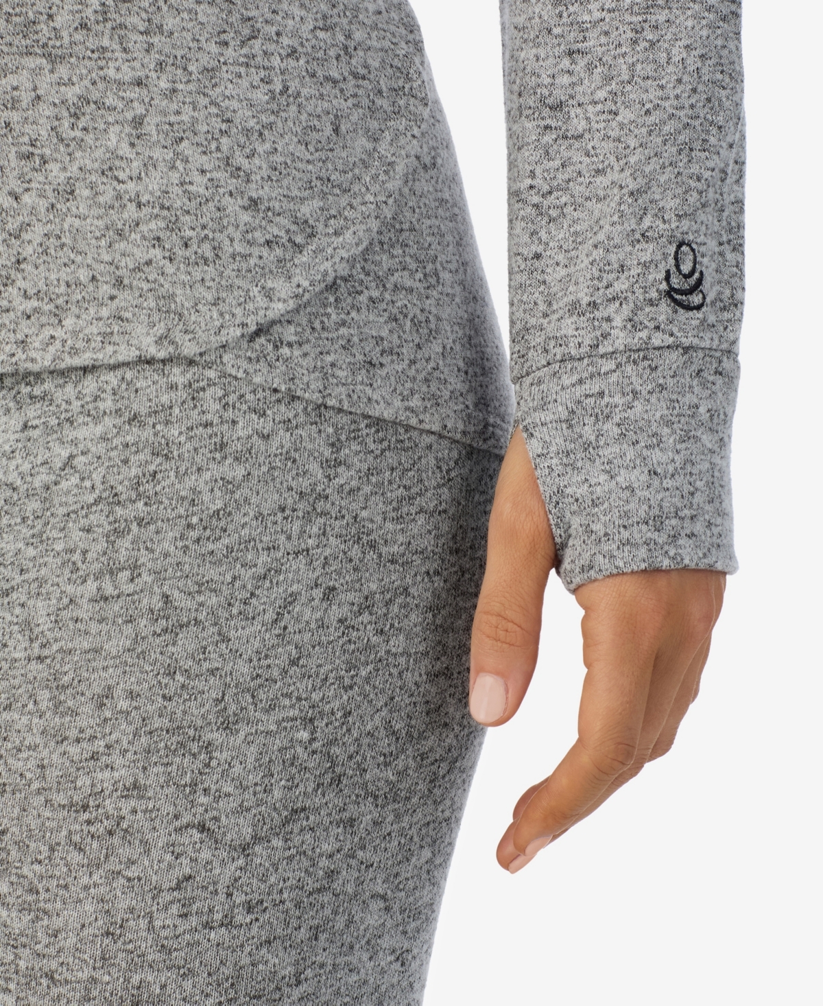Cuddl Duds Petite Softknit Long-sleeve Tunic Hoodie In Gray
