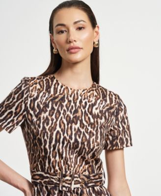 Women's Belted Pleated Short Dress