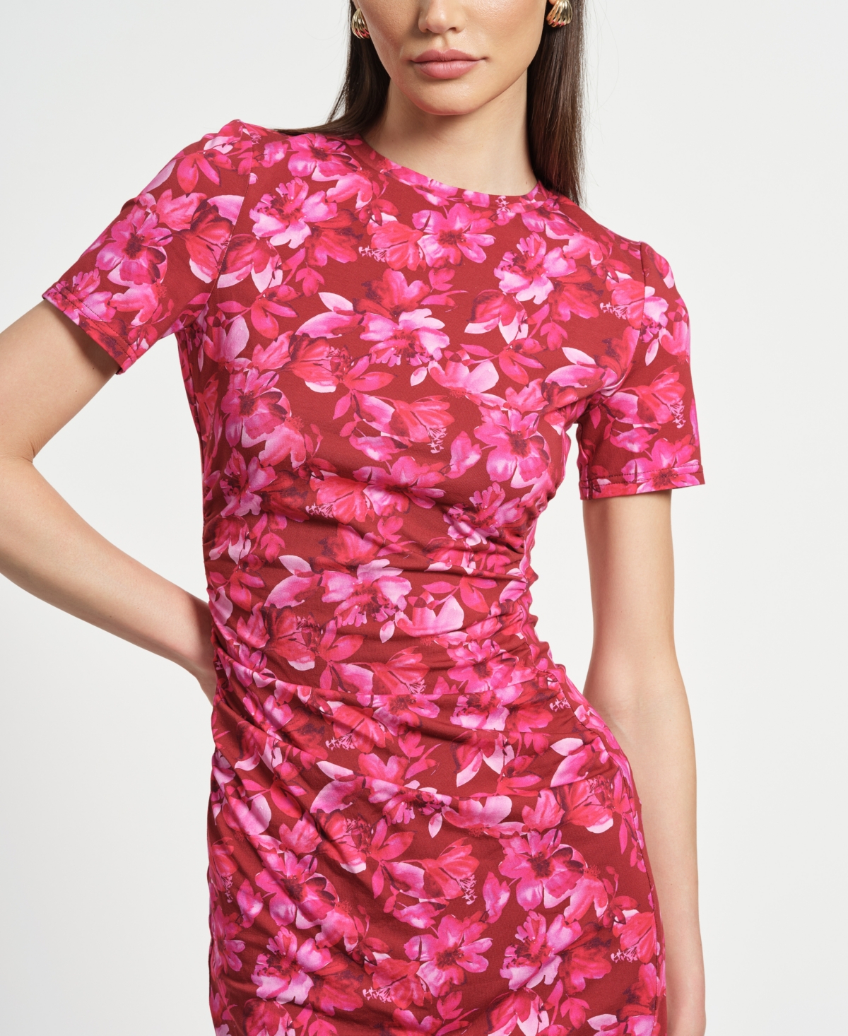 Isaac Mizrahi Women's Ruched Waist Midi Dress In Pink