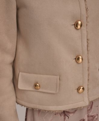 Women's Crewneck Button-Front Boxy Coat