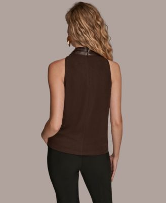 Donna Karan New York Women's Faux Leather Sleeveless Top
