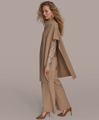 Women's Mock Neck Oversized Poncho Tunic Coat