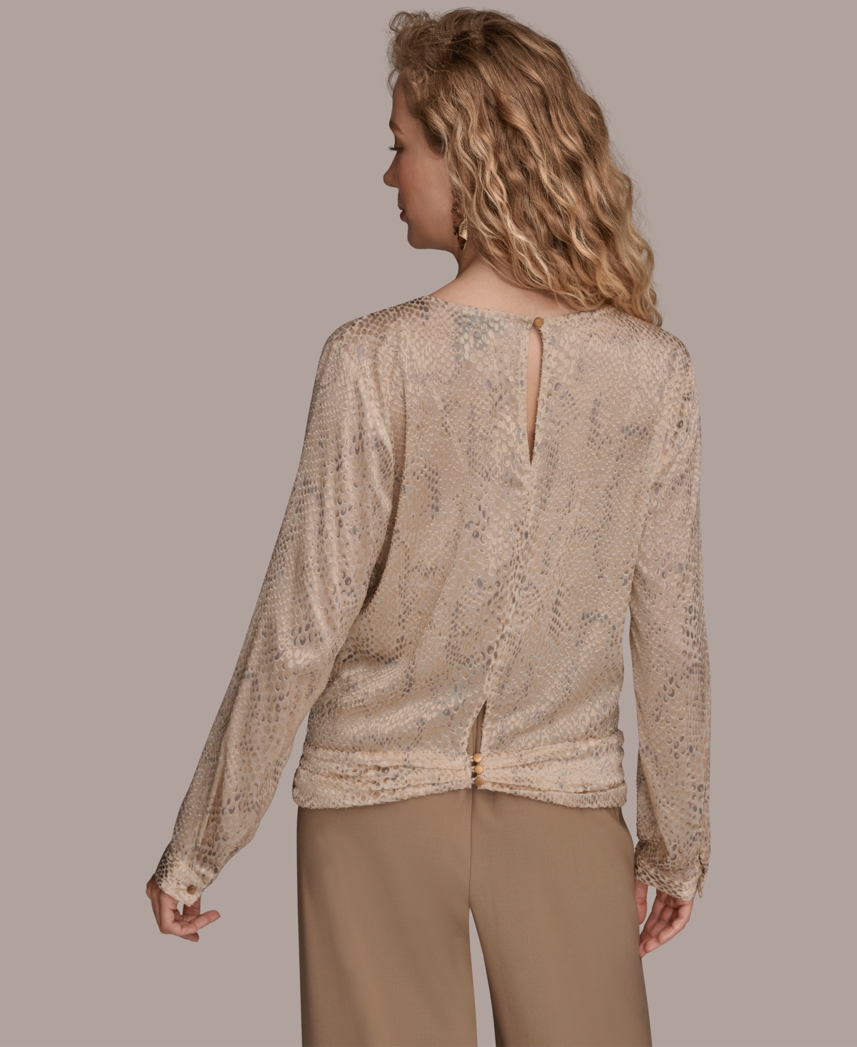 Donna Karan New York Croc Burnout Drape Top In Neutral