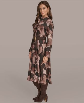 Women's Belted Printed Shirtdress