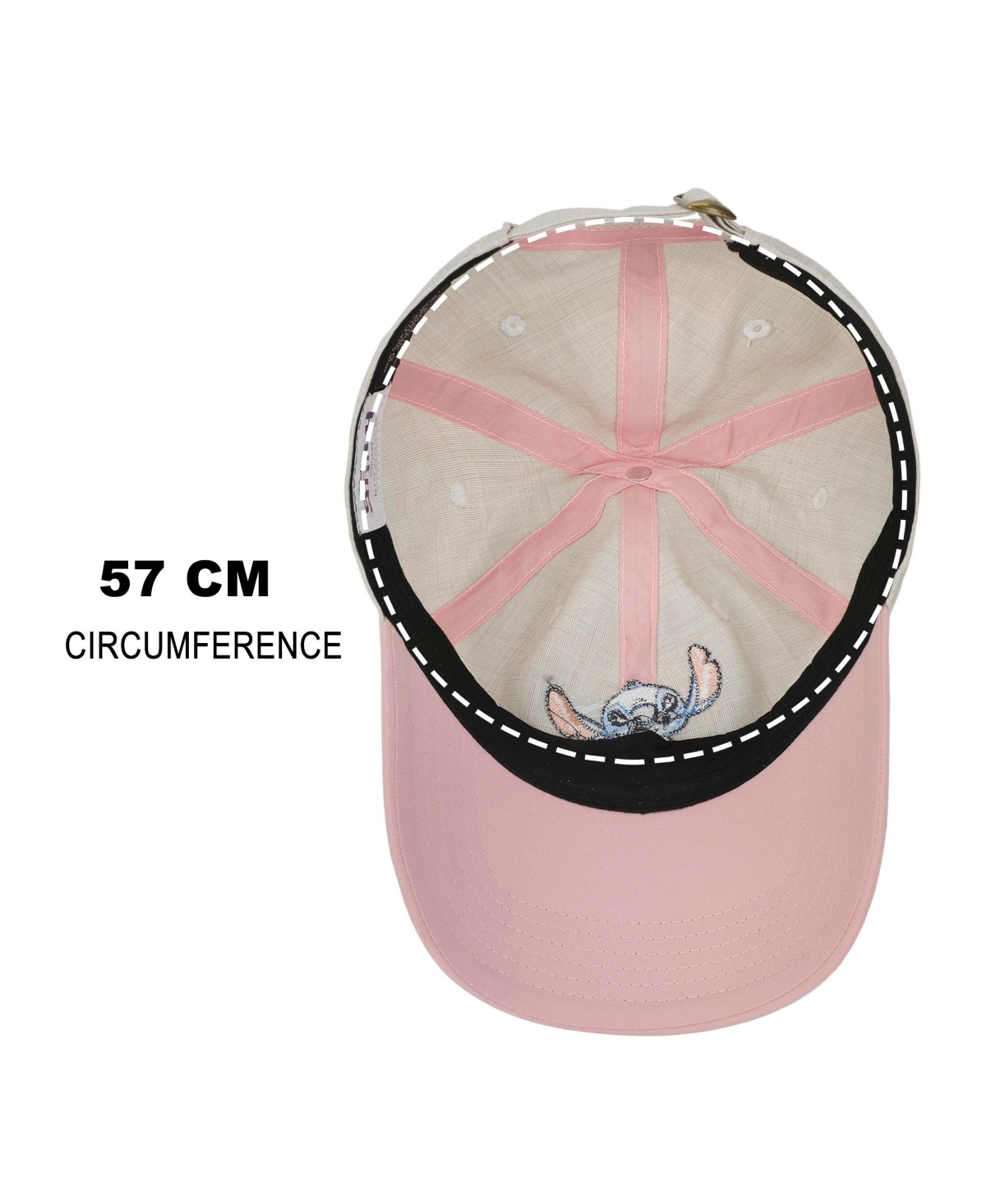 Disney Stitch Embroidered Character & Flowers Women's White & Pink Unstructured Baseball Cap