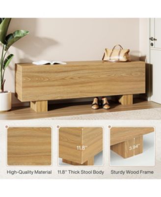 47.2" Entryway Bench, Wooden Bedroom Bench End of Bed, Easy Assembly