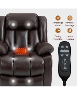 Oversized Faux Leather Recliner Chair – Power Lift, Dual Motor, Massage & Heat, 350 lbs Capacity – Electric Chair for Seniors