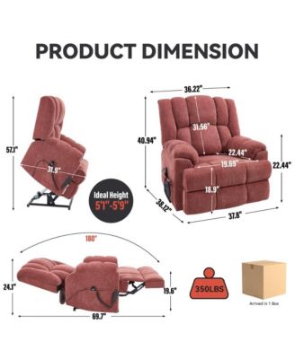 Chenille Power Lift Recliner for Seniors with Heat & Massage, Dual Motor Electric Chair, Infinite Position