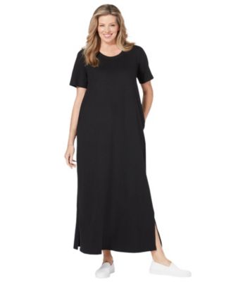 Plus Size Perfect Short-Sleeve Scoopneck Maxi Tee Dress