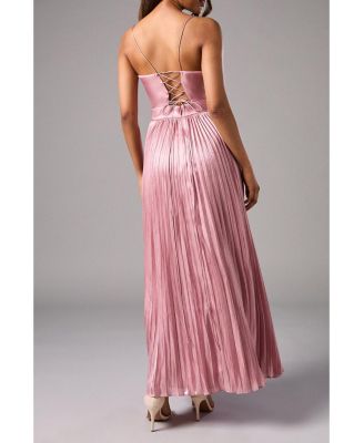 Women's Metallic Pleated Corsage Dress