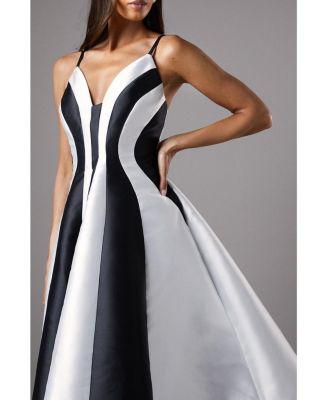 Women's Midi Contrast Panel Dress