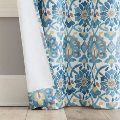 Hillard Watercolor Medallion Semi-Sheer Grommet Curtain Panel