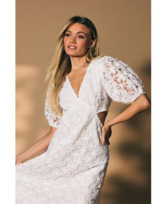 Textured Cutout Detail Midi Dress