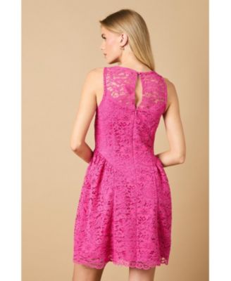 High Neck Lace Detailed Mini Dress