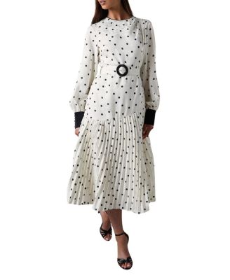 Long Sleeve Pleated Midi Dress