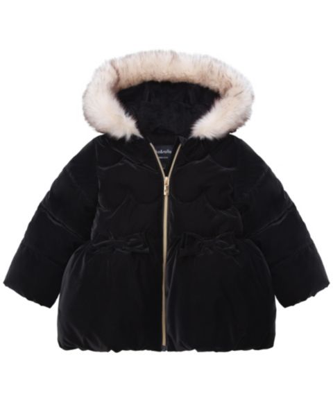 Куртка Rokka&Rolla Luxe Bow Puffer Coat для девочек-малышей, цвет: Жемчужный чёрный