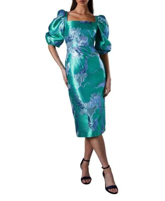 Bubble Sleeve Jacquard Dress