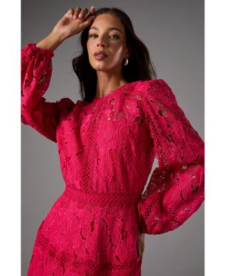 Women's Lace Panelled Long Sleeve Dress