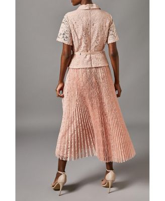 Women's Lace 2-In-1 Jacket Pleated Midi Dress