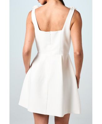 Square Neck 3D Flower Bridal Mini Dress