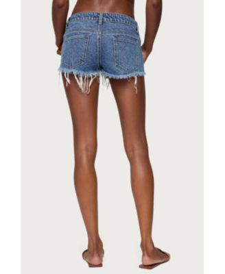 Women's Frayed Vintage Washed Denim Shorts