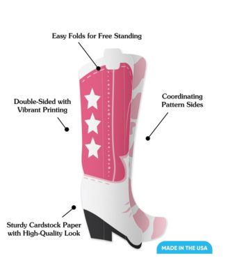 Freestanding 3D Rodeo Cowgirl Boots Centerpiece Table Decorations - 8 Count