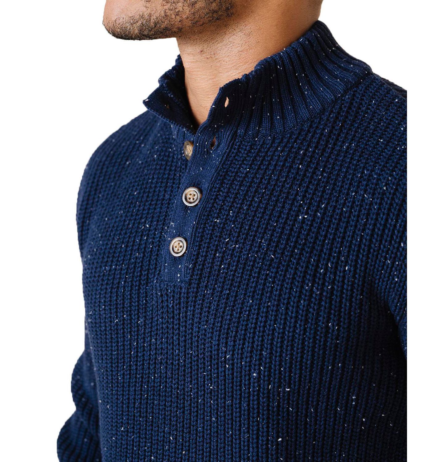 Мужской кардиган Hope & Henry Organic Mock Neck Cardigan Stitch, цвет: Тёмно-синий — фото 2