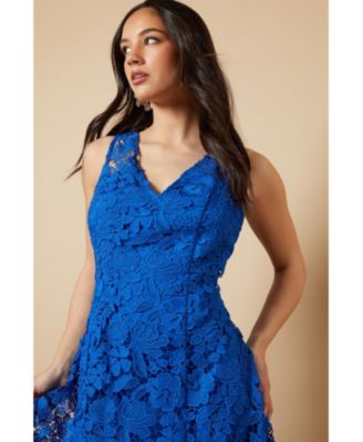 Women's Floral Lace V-Neck Midi Dress