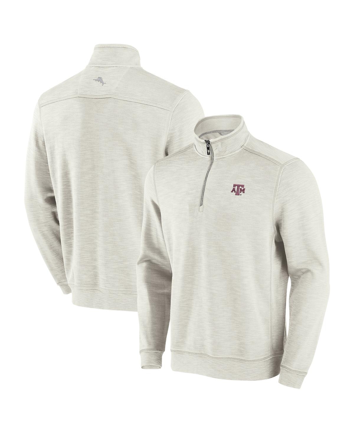 Tommy Bahama Men's Cream Texas Rangers Sport Tobago Bay Tri-blend Half-zip Sweatshirt In Neutral