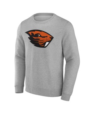 Men's Gray Oregon State Beavers Applique Fleece Pullover Sweatshirt
