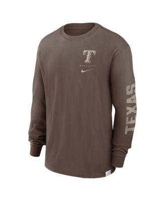 Men's Light Brown Texas Rangers Statement Max90 Long Sleeve T-Shirt