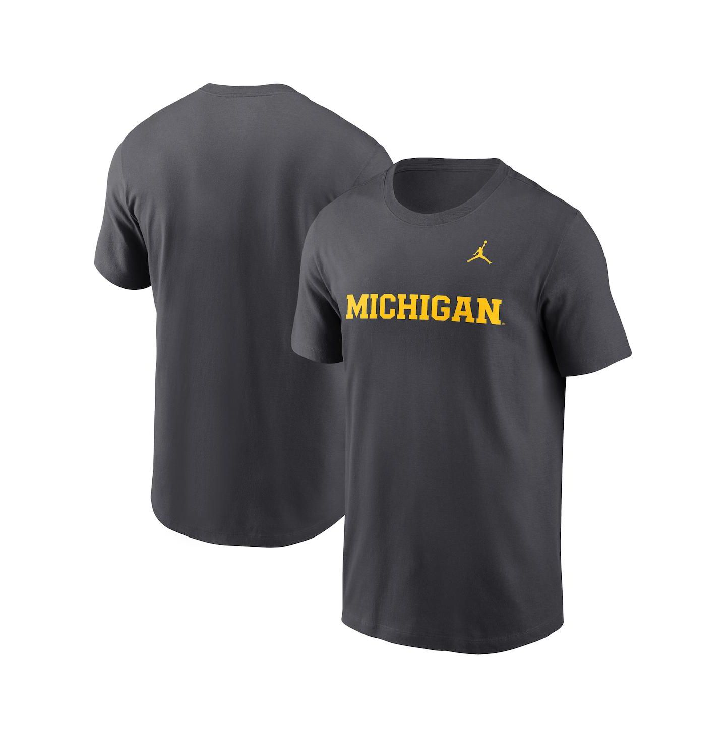 Мужская футболка Jordan Anthracite Michigan Wolverines Primetime Wordmark — фото 1
