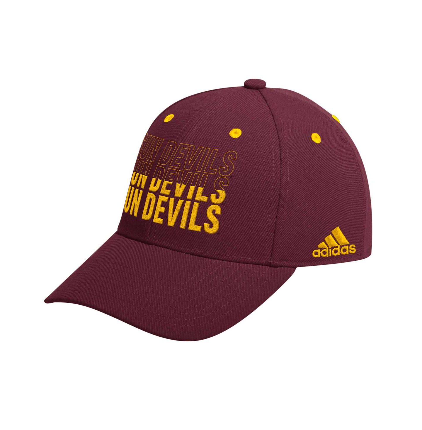 Мужская кепка adidas Maroon Arizona State Sun Devils Seasonal Half Font Adjustable Hat — фото 1