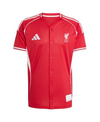 Men's Red Liverpool Full-Button Baseball Jersey