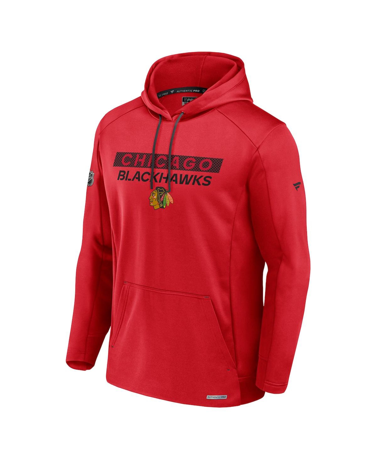 Fanatics Men's Red Chicago Blackhawks Authentic Pro Rink Fleece Pullover Hoodie In Red