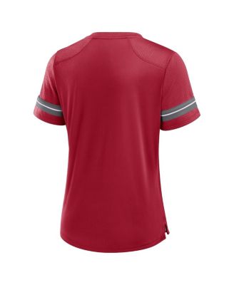 Women's Crimson Oklahoma Sooners Fundamental Overtime Readiness Athena Lace-Up V-Neck T-Shirt