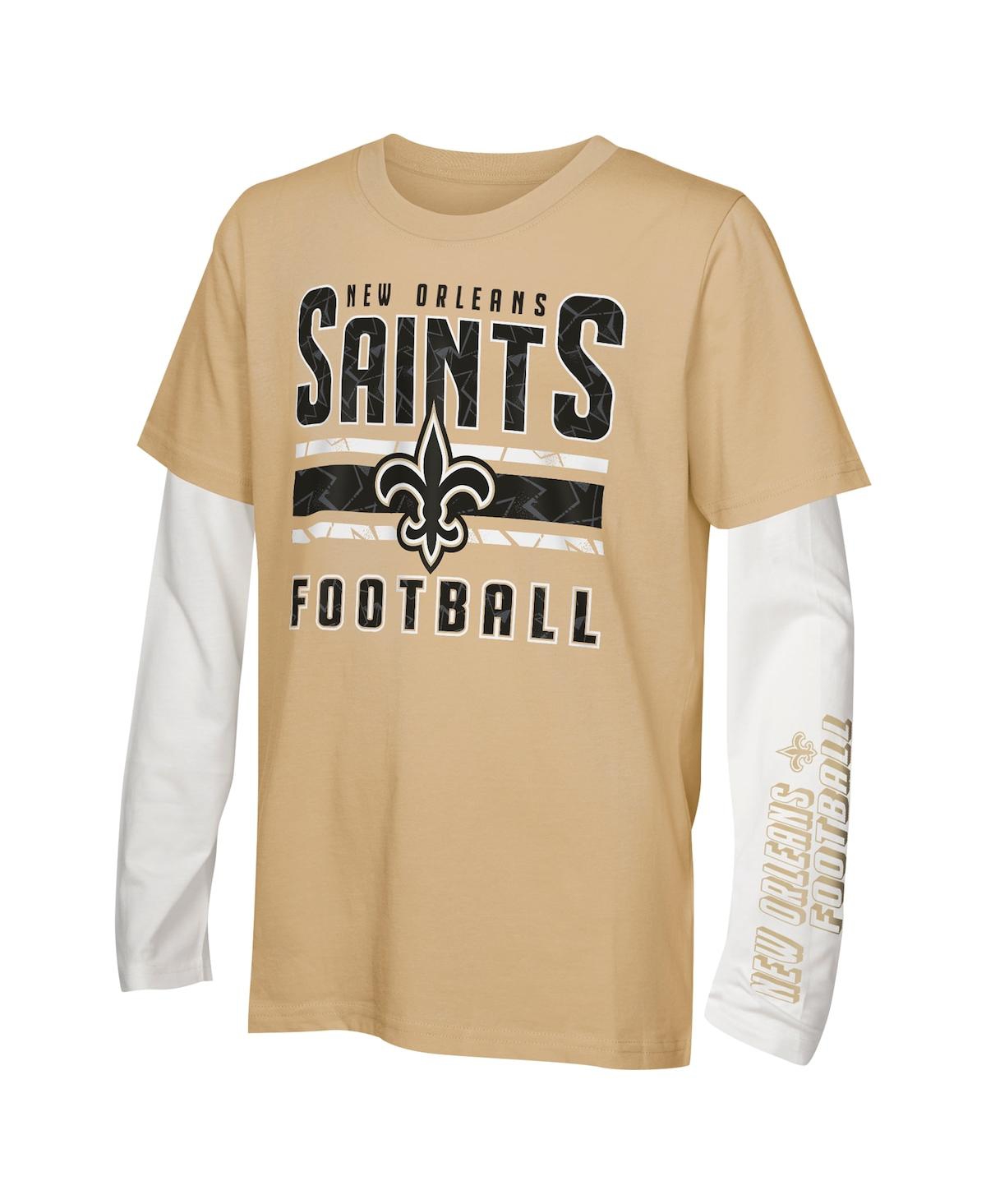 Outerstuff Big Boys And Girls New Orleans Saints In The Mix T-shirt Combo Set In Neutral