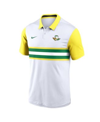 Men's White/Yellow Oregon Ducks Athletic Prep Alt Logo Vapor Performance Polo Shirt