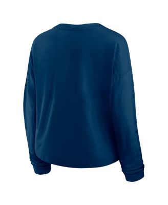 Women's Deep Sea Blue Seattle Kraken Oversized All Out Effort Long Sleeve Henley T-Shirt